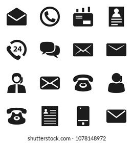 Flat vector icon set - personal information vector, phone 24, support, mobile, dialog, classic, mail