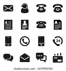 Flat vector icon set - personal information vector, phone 24, mobile, dialog, classic, mail, support