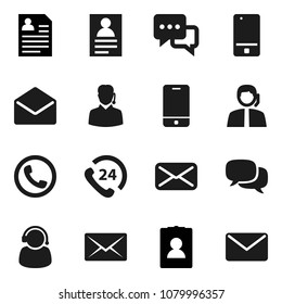 Flat vector icon set - personal information vector, phone 24, support, mobile, dialog, mail