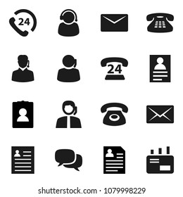 Flat vector icon set - personal information vector, phone 24, support, dialog, classic, mail