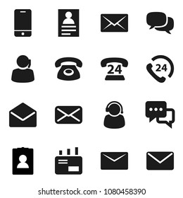 Flat vector icon set - personal information vector, phone 24, support, mobile, dialog, mail
