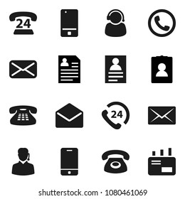 Flat vector icon set - personal information vector, phone 24, mobile, classic, mail, support