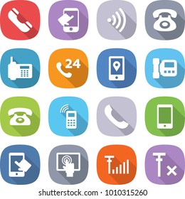 flat vector icon set - phone vector, touch, wireless, 24, mobile location, intercome, touchscreen, antenna signal, no