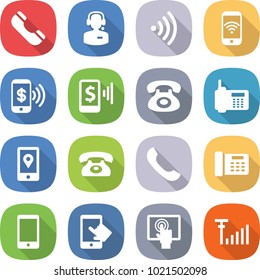 flat vector icon set - phone vector, call center, wireless, pay, mobile, location, office, touchscreen, antenna signal