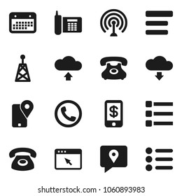 Flat vector icon set - phone vector, traking, calendar, antenna, browser, menu, cloud upload, download, tap pay