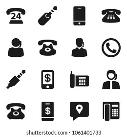 Flat vector icon set - phone vector, 24, support, traking, mobile, classic, jack, tap pay