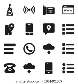 Flat vector icon set - phone vector, traking, antenna, mobile, browser, menu, cloud upload, download, wireless
