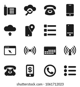 Flat vector icon set - phone vector, traking, calendar, mobile, cloud glass, browser, menu, upload, wireless, tap pay