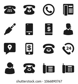 Flat vector icon set - phone vector, 24, support, traking, mobile, classic, jack, tap pay