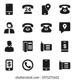Flat vector icon set - phone vector, 24, support, traking, mobile, classic, tap pay