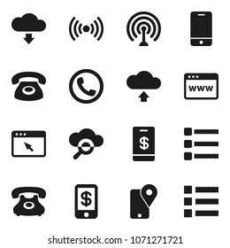 Flat vector icon set - phone vector, traking, antenna, mobile, cloud glass, browser, menu, upload, download, wireless, tap pay