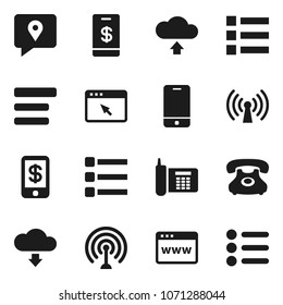 Flat vector icon set - phone vector, traking, antenna, mobile, browser, menu, cloud upload, download, wireless, tap pay