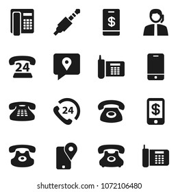 Flat vector icon set - phone vector, 24, support, traking, mobile, classic, jack, tap pay
