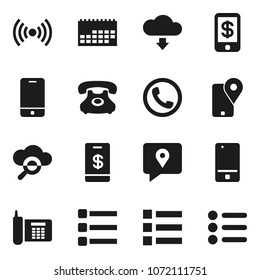 Flat vector icon set - phone vector, traking, calendar, mobile, cloud glass, menu, download, wireless, tap pay