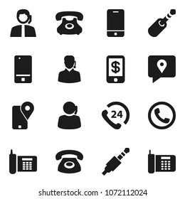 Flat vector icon set - phone vector, 24, support, traking, mobile, jack, tap pay