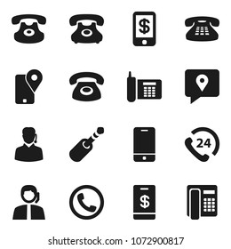 Flat vector icon set - phone vector, 24, support, traking, mobile, classic, jack, tap pay