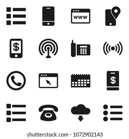 Flat vector icon set - phone vector, traking, calendar, antenna, mobile, browser, menu, cloud download, wireless, tap pay