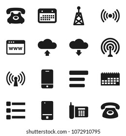 Flat vector icon set - phone vector, calendar, antenna, mobile, browser, menu, cloud upload, download, wireless