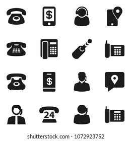 Flat vector icon set - phone vector, 24, support, traking, classic, jack, tap pay