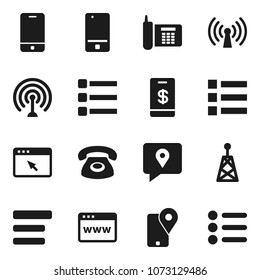 Flat vector icon set - phone vector, traking, antenna, mobile, browser, menu, wireless, tap pay