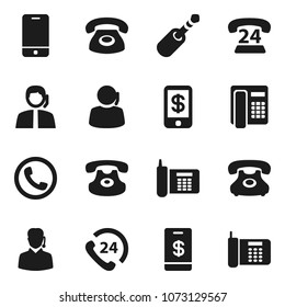 Flat vector icon set - phone vector, 24, support, mobile, classic, jack, tap pay