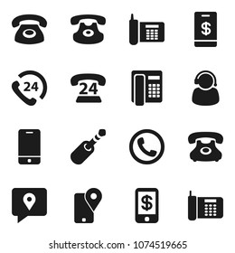 Flat vector icon set - phone vector, 24, traking, mobile, classic, jack, support, tap pay