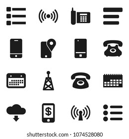Flat vector icon set - phone vector, traking, calendar, antenna, mobile, menu, cloud download, wireless, tap pay