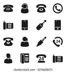 Flat vector icon set - phone vector, 24, support, mobile, classic, jack