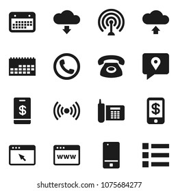 Flat vector icon set - phone vector, traking, calendar, antenna, mobile, browser, cloud upload, download, wireless, tap pay, menu