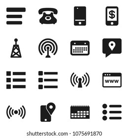 Flat vector icon set - phone vector, traking, calendar, antenna, mobile, browser, menu, wireless, tap pay
