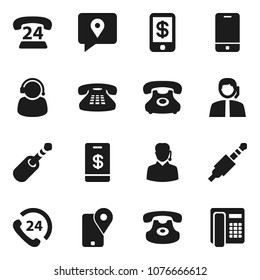 Flat vector icon set - phone vector, 24, support, traking, mobile, classic, jack, tap pay