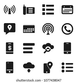 Flat vector icon set - phone vector, traking, calendar, antenna, mobile, cloud glass, menu, download, wireless, tap pay