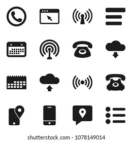 Flat vector icon set - phone vector, traking, calendar, antenna, mobile, browser, menu, cloud upload, download, wireless