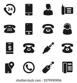Flat vector icon set - phone vector, 24, traking, mobile, classic, jack, support, tap pay