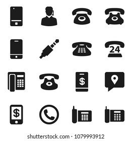 Flat vector icon set - phone vector, 24, traking, mobile, classic, jack, support, tap pay