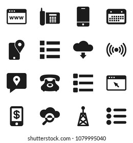 Flat vector icon set - phone vector, traking, calendar, antenna, mobile, cloud glass, browser, menu, download, wireless, tap pay