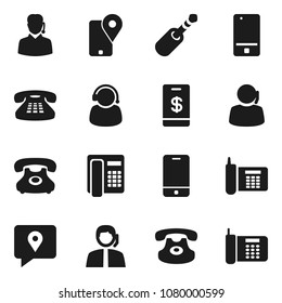 Flat vector icon set - phone vector, support, traking, mobile, classic, jack, tap pay
