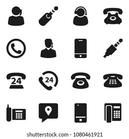 Flat vector icon set - phone vector, 24, support, traking, mobile, classic, jack