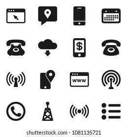 Flat vector icon set - phone vector, traking, calendar, antenna, mobile, browser, cloud download, wireless, tap pay, menu