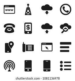 Flat vector icon set - phone vector, traking, antenna, mobile, cloud glass, browser, menu, upload, download, tap pay