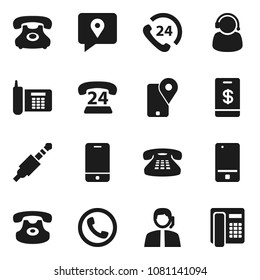 Flat vector icon set - phone vector, 24, support, traking, mobile, classic, jack, tap pay