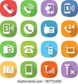 flat vector icon set - phone vector, call, touch, pay, mobile, 24, camera, laptop wifi, office, antenna signal, no