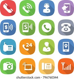 flat vector icon set - phone vector, call, center, touch, pay, mobile, 24, support manager, location, camera, laptop wifi, office, antenna signal