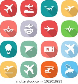 flat vector icon set - plane vector, weather management, drone, shipping, air ballon, deltaplane, ticket, airplane, departure, helicopter, wasp