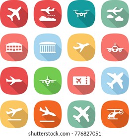 flat vector icon set - plane vector, weather management, drone, journey, airport building, ticket, airplane, departure, arrival, helicopter