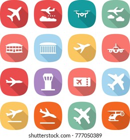 flat vector icon set - plane vector, weather management, drone, journey, airport building, tower, ticket, airplane, departure, arrival, helicopter