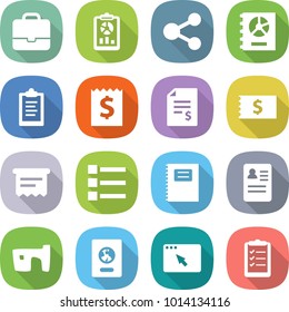 flat vector icon set - portfolio vector, report, share, annual, clipboard, receipt, account balance, atm, list, copybook, anamnesis, slum, passport, browser window
