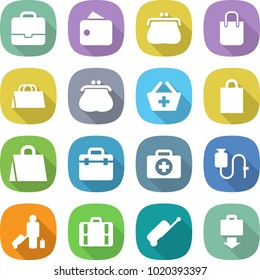 flat vector icon set - portfolio vector, wallet, purse, shopping bag, add to basket, doctor, case, dropper, passenger, suitcase, baggage get