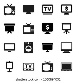 Flat vector icon set - presentation vector, board, monitor dollar, tv, washer