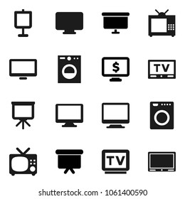 Flat vector icon set - presentation vector, board, monitor dollar, tv, washer